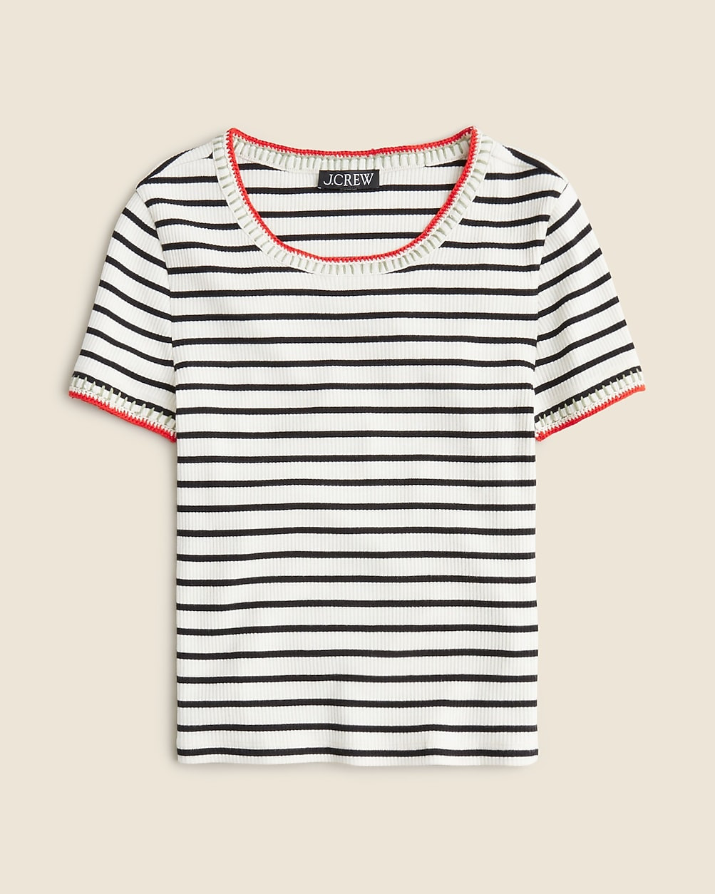 Vintage rib shrunken T-shirt with contrast stitch in stripe | J. Crew US