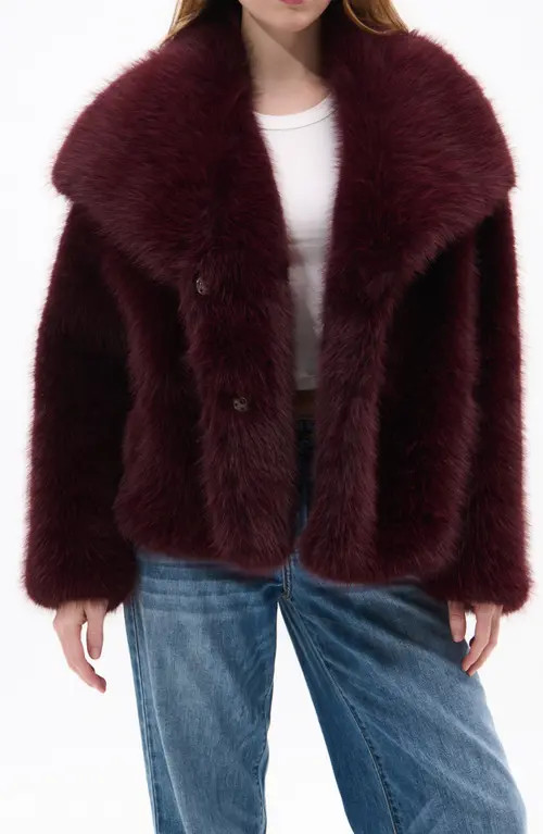 AZALEA WANG Regina Faux Fur Jacket in Burgundy at Nordstrom, Size Medium | Nordstrom