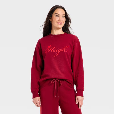 Women's Knit Graphic Pullover Sweatshirt - Universal Thread™ Maroon L | Target