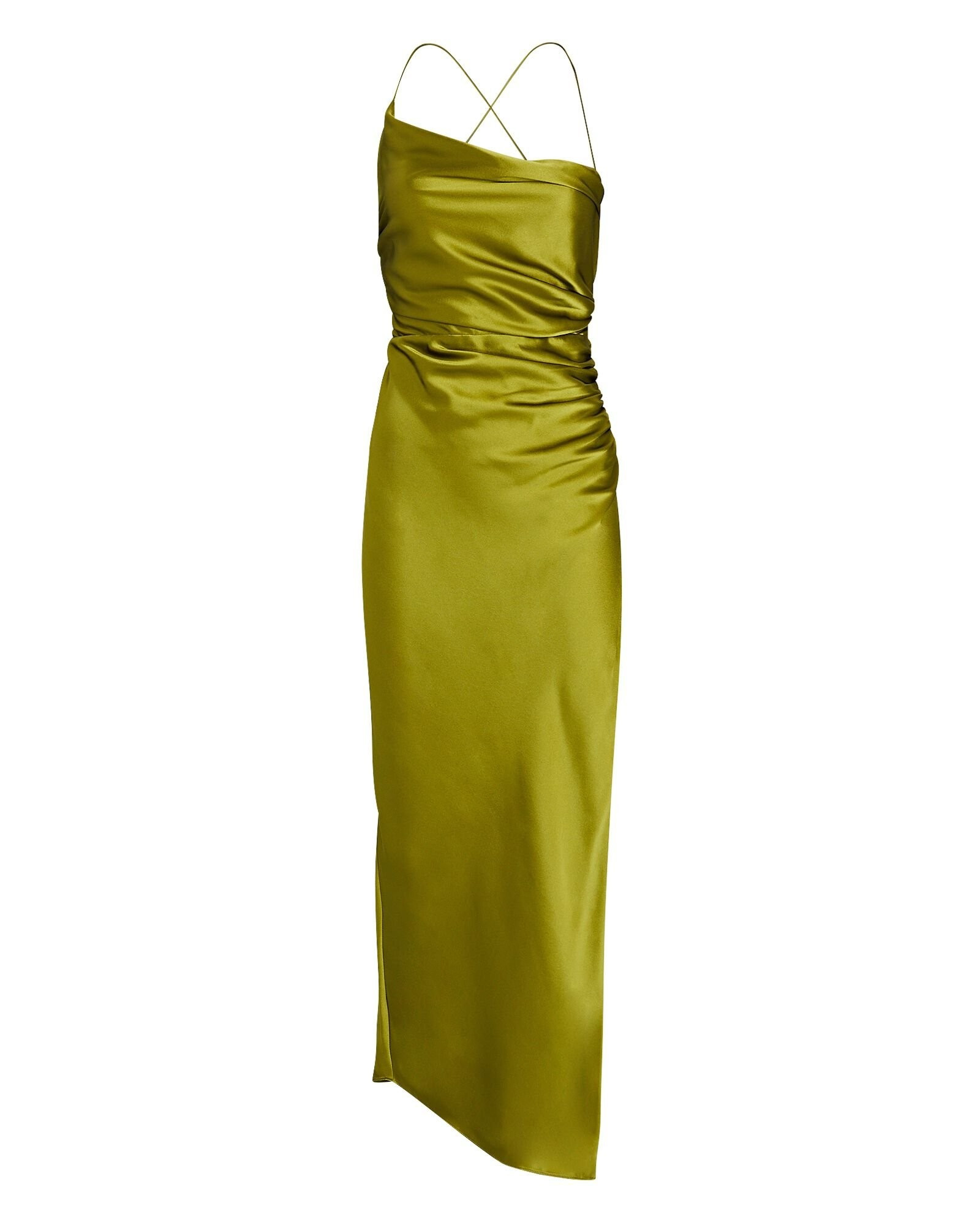 Asymmetric Draped Silk Satin Maxi Dress | INTERMIX