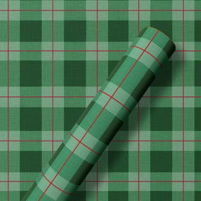 96"x30" Christmas Wrapping Paper Green Plaid | Target