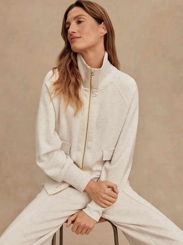 Roxbury Zip-Through Sweat44 ReviewsIntroducing the Roxbury. A sateen-trimmed zip-through sweat in... | Varley US