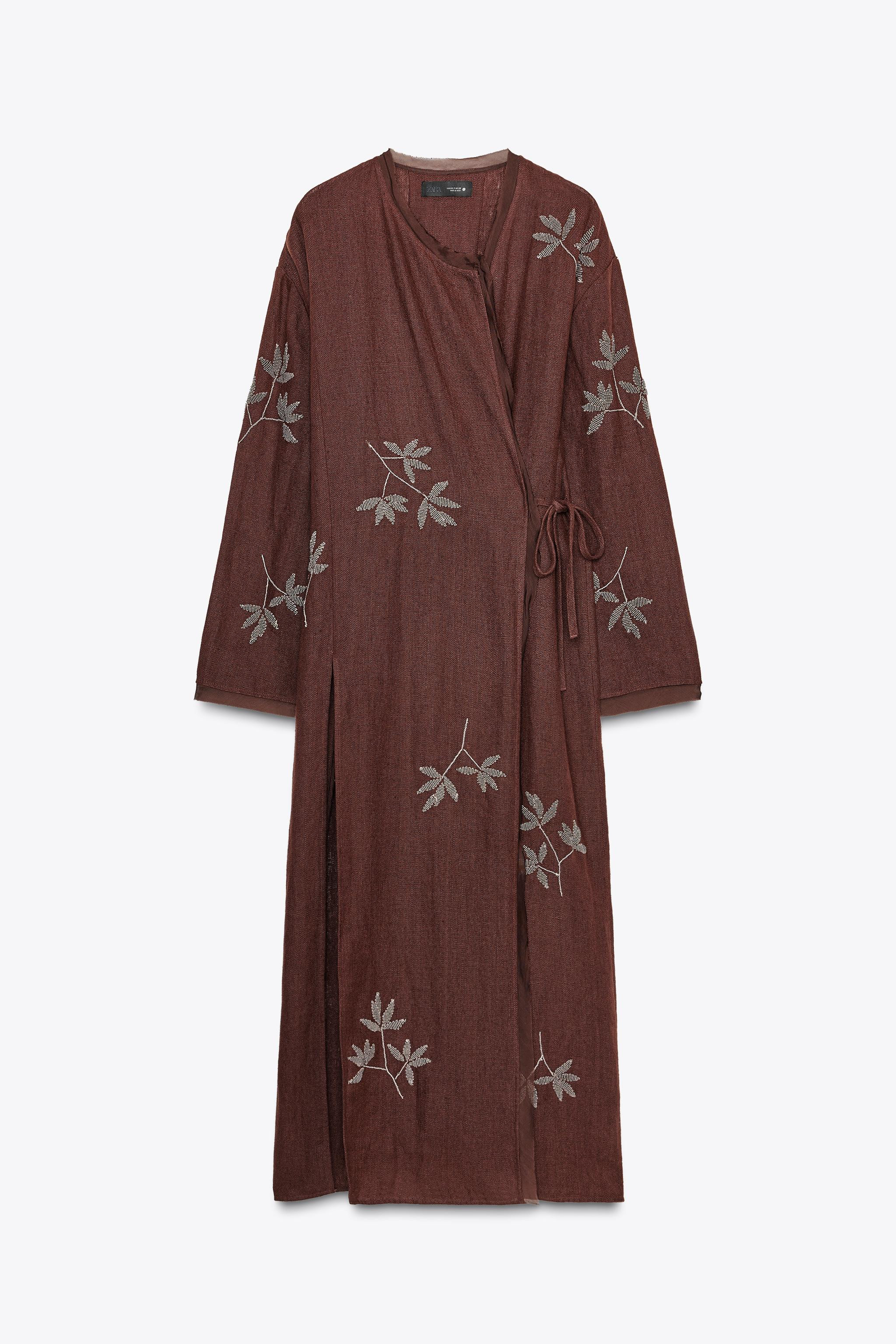 EMBROIDERED LINEN KIMONO ZW COLLECTION | Zara US