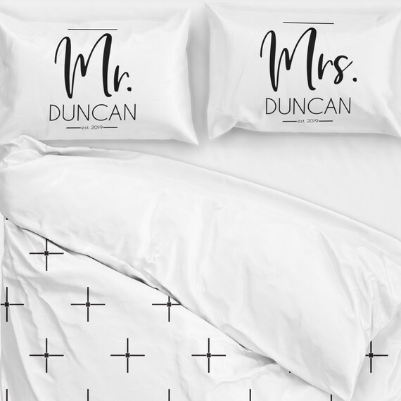 Custom Mr. & Mrs. Pillowcases - Wedding Gift with Names and Date | Etsy (US)