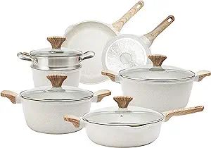 Country Kitchen Nonstick Induction Cookware Sets - 11 Piece Nonstick Cast Aluminum Pots and Pans ... | Amazon (US)