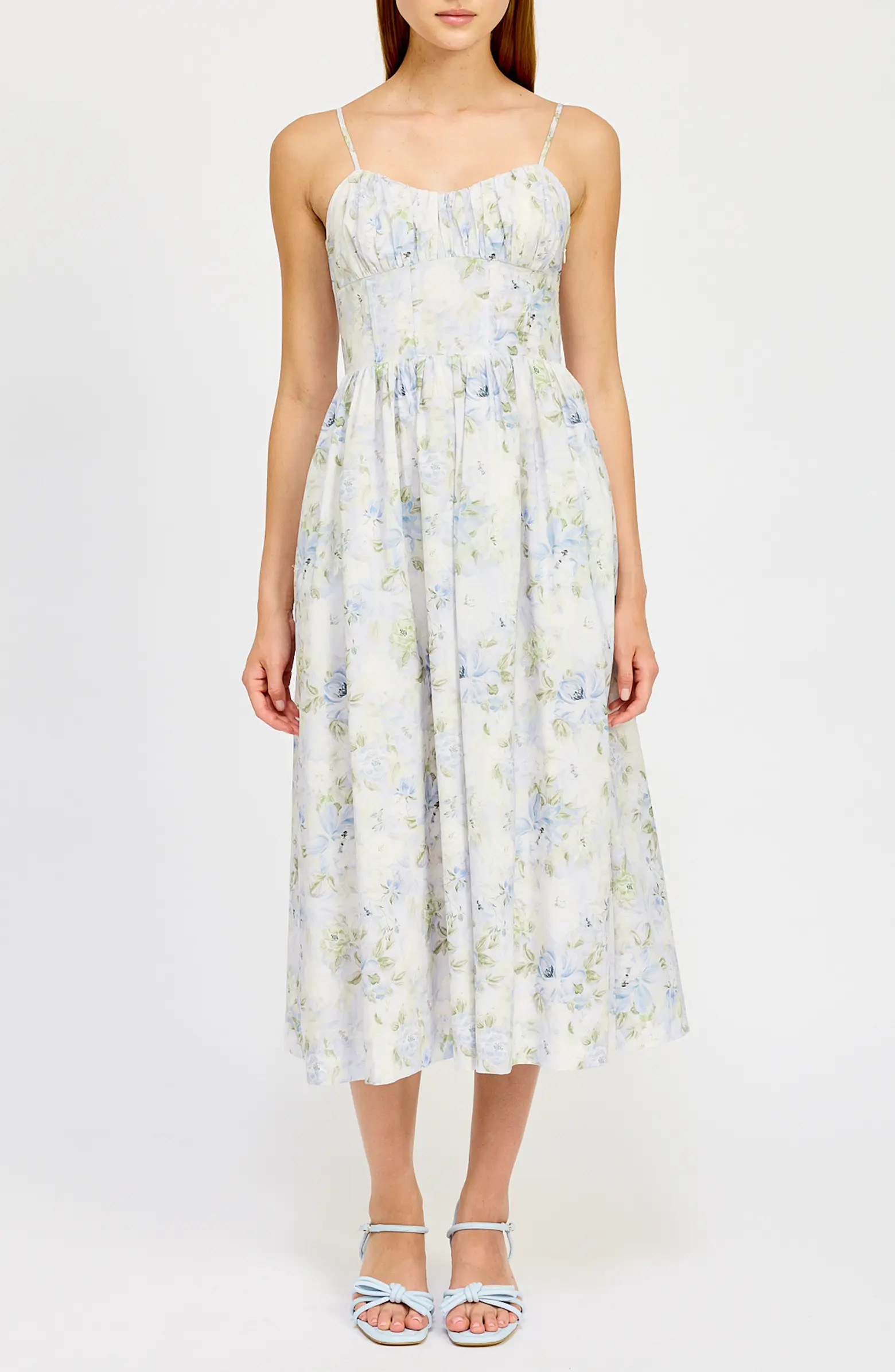 En Saison Scarlet Floral Cotton Midi Dress | Nordstrom | Nordstrom