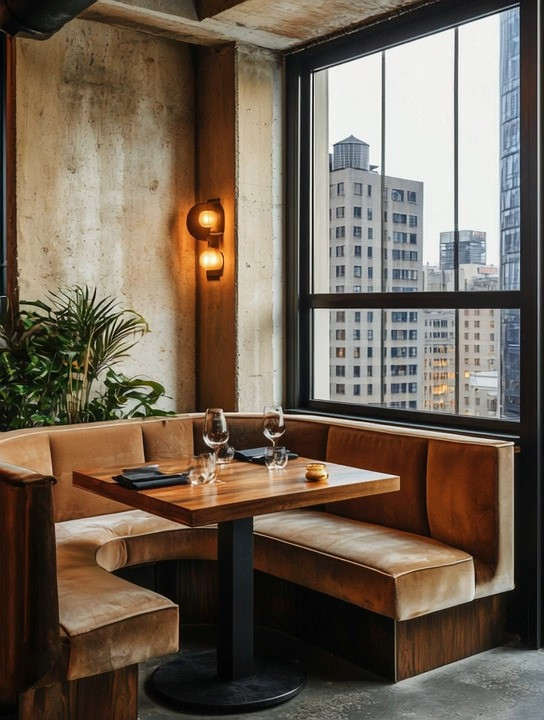 Bring restaurant-style living into your home by creating a gorgeous booth in any corner—especially if you’re lucky enough to have a view. A curved or corner velvet booth seating instantly transforms unused space into a multifunctional moment: a cozy dining table, a stylish work-from-home spot, a coffee corner, game night setup, or a relaxed place to unwind with friends.

This look is all about rich velvet textures, warm wood tables, and intentional lighting, inspired by boutique restaurants and modern city living. Whether you choose a rounded booth, an L-shaped corner booth, or two facing velvet chairs with a table in between, the result feels elevated, intimate, and incredibly functional. Restaurant-style booths at home aren’t just decor—they’re a lifestyle upgrade that makes staying in feel just as exciting as going out.

Perfect for condos, lofts, apartments, or homes where every corner matters.

#HomeBoothDesign #RestaurantStyleLiving #ModernHomeDecor 

 #LTKHome