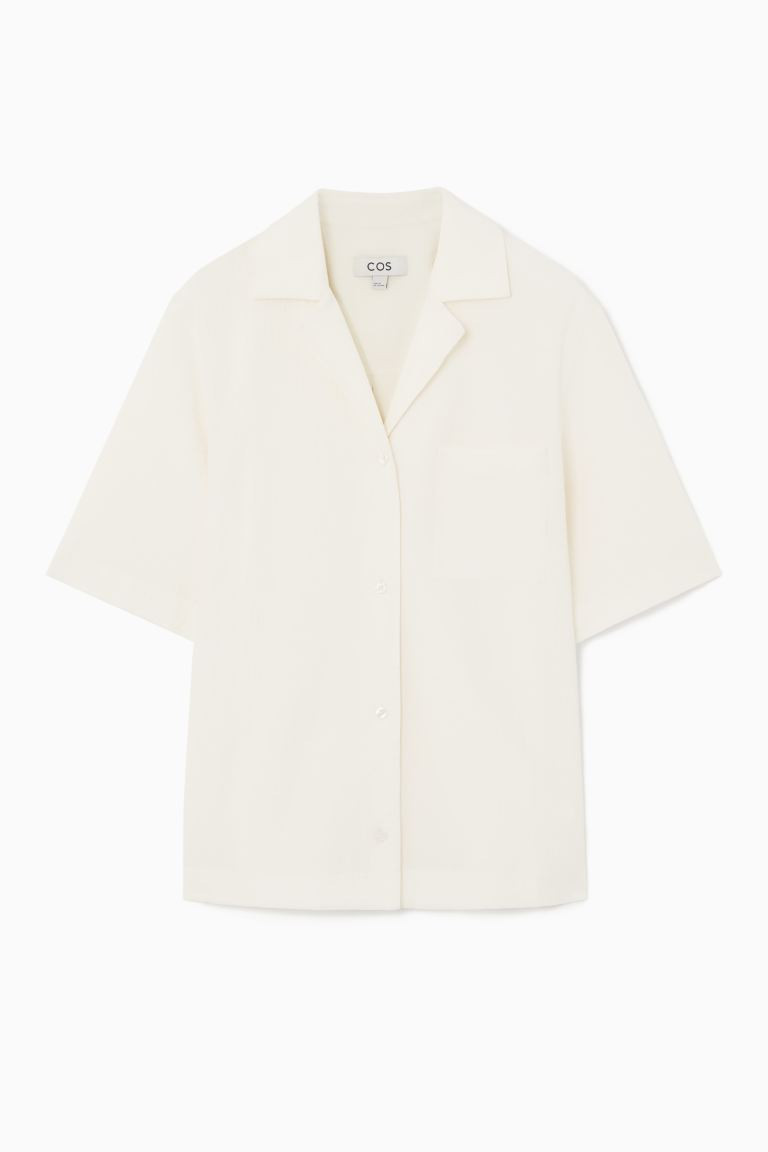 SEERSUCKER-HEMD - V-Ausschnitt - Kurzarm - CREMEWEISS - Ladies | H&M DE | H&M (DE, AT, CH, NL, FI)