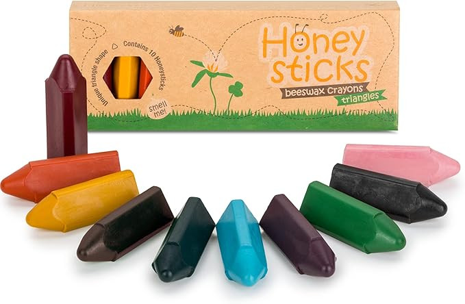 Honeysticks Triangular Crayons (10 Pack) - 100% Pure Beeswax, Food Grade Colors, Non Toxic Crayon... | Amazon (US)