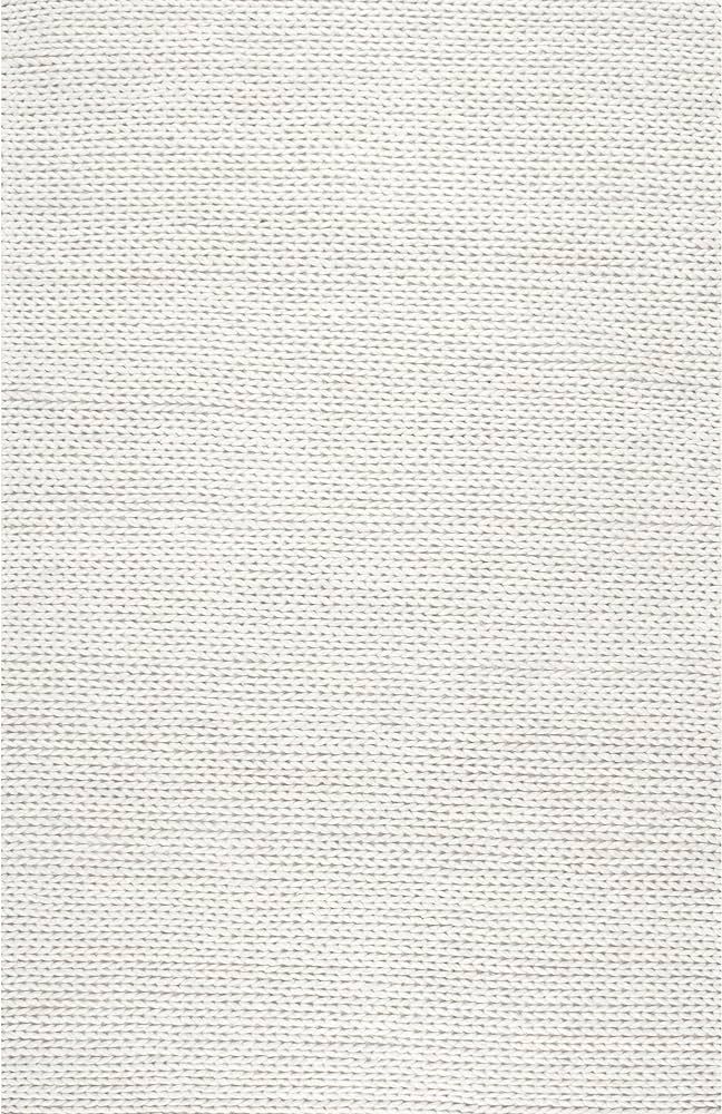 nuLOOM Penelope Braided Wool Area Rug, 8' Square, Off-white | Amazon (US)