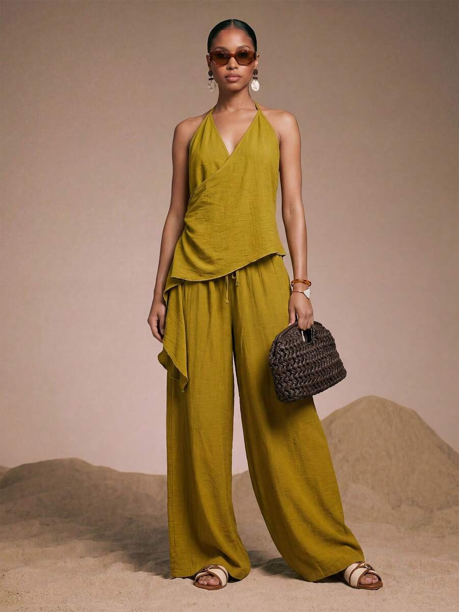 Zivah 2026 Casual Beach Vacation Elegant Chic High Street Commute Outfit, Yellow Green Camisole A... | SHEIN