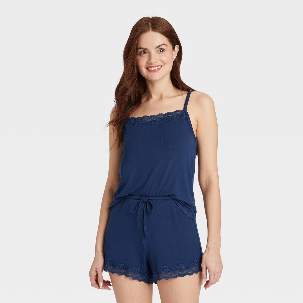 Women's Lace Trim Ribbed Cami Top and Shorts Pajama Set - Auden™ | Target