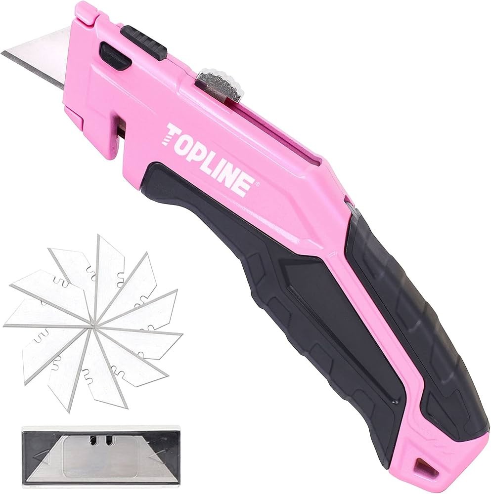 TOPLINE Retractable Pink Utility Knife, Retractable Pink Box Cutter, Blade Storage Design, 18-Pie... | Amazon (US)