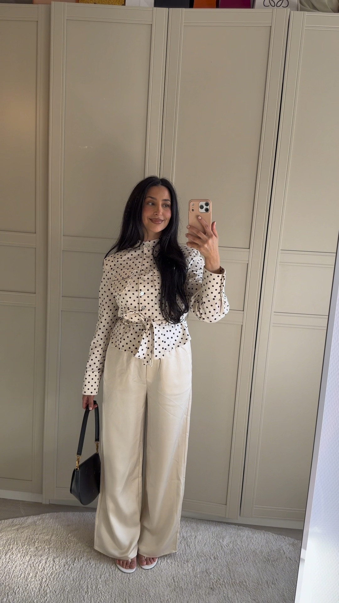 SPRING OUTFIT - POLKA DOTS -SILK PANTS