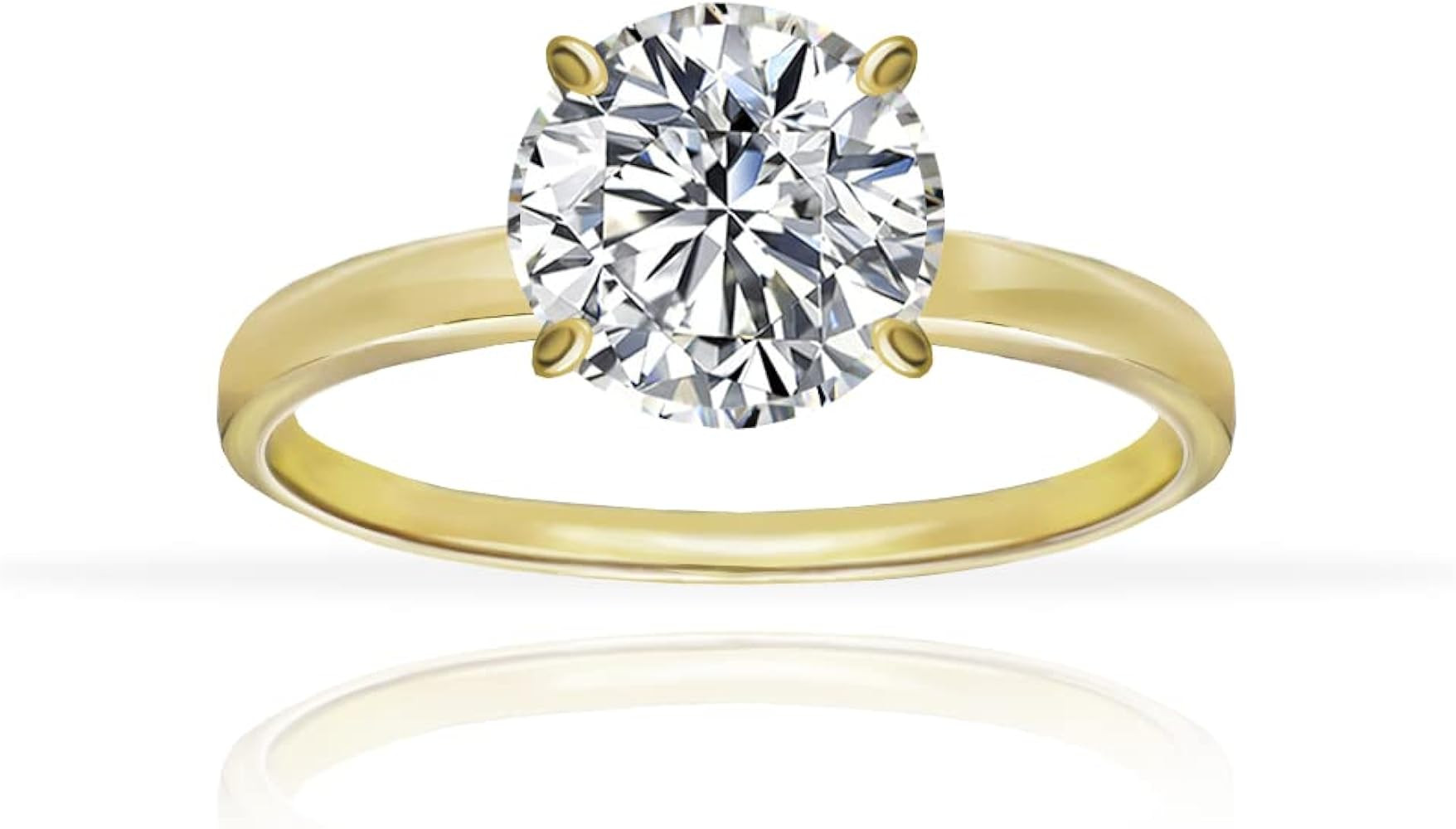 Hoops & Loops 925 Sterling Silver 1.0-3.0 Carats Round Brilliant Cut Cubic Zirconia Solitaire Eng... | Amazon (US)