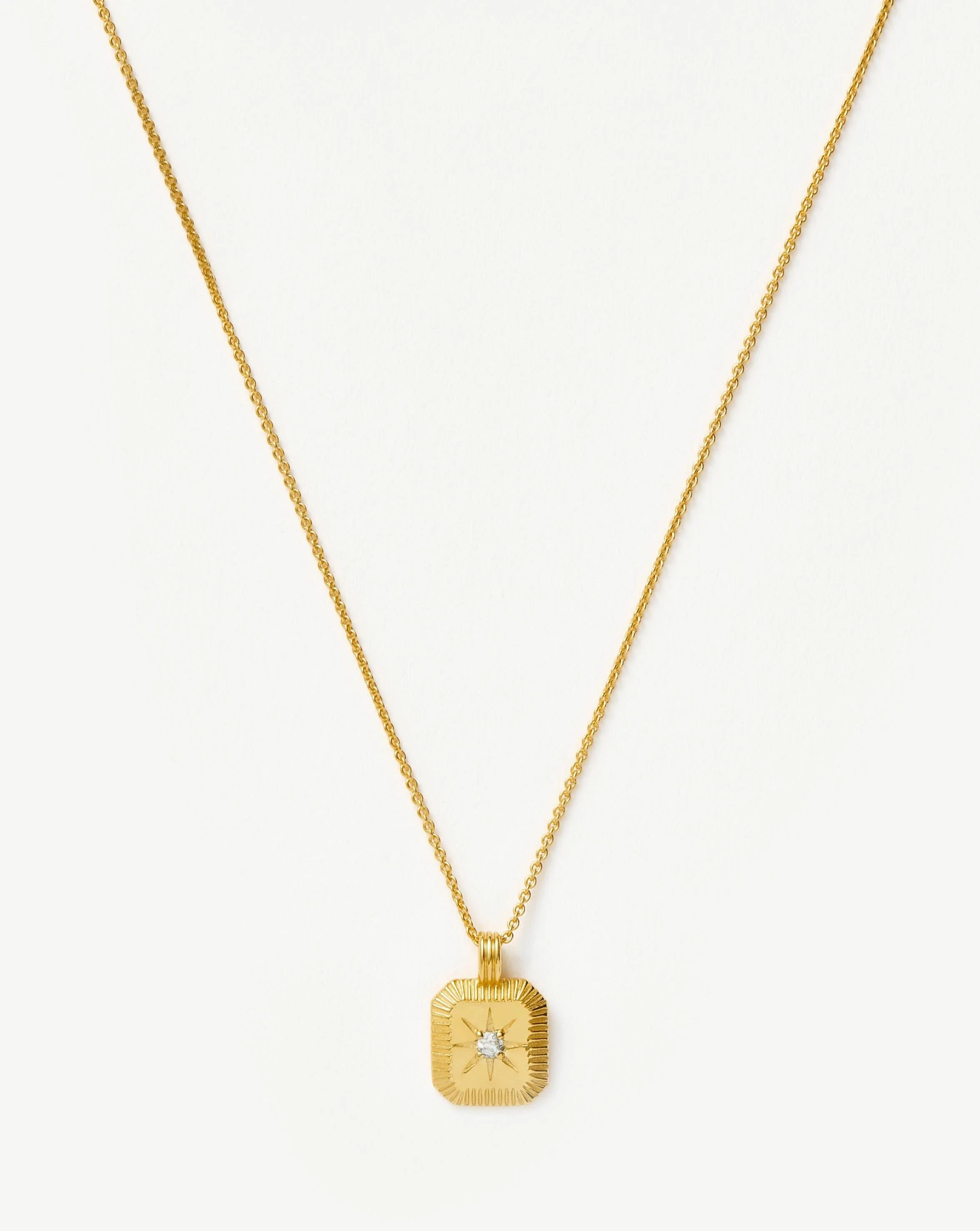Star Ridge Birthstone Pendant Necklace | 18ct Gold Vermeil/Natural Cry | MIssoma UK