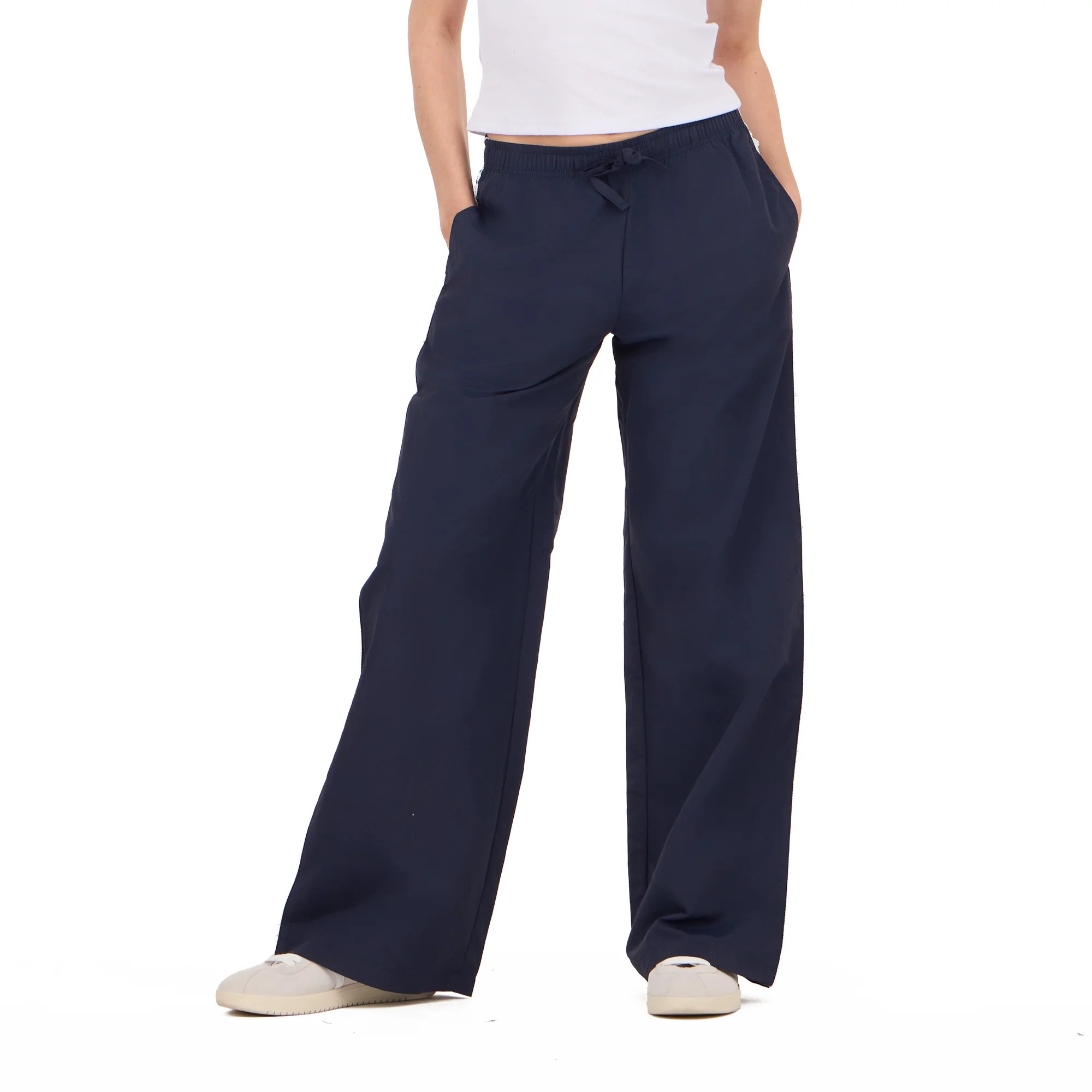 Forever 21 Women's Nylon Wide Leg Pant with Lace Trim, Sizes XS-XL | Walmart (US)