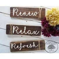 RENEW RELAX REFRESH  Rustic Farmhouse inspired Signs  Set of 3 Signs  Bathroom home decor  Bathroom wood signs  Farmhouse bathroom | Etsy (US)