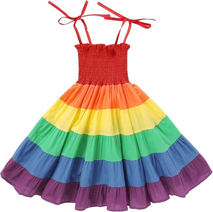 Baby Girls Rainbow Dress Toddler Princess Sleeveless Halter Beach Tutu Sundress | Amazon (US)