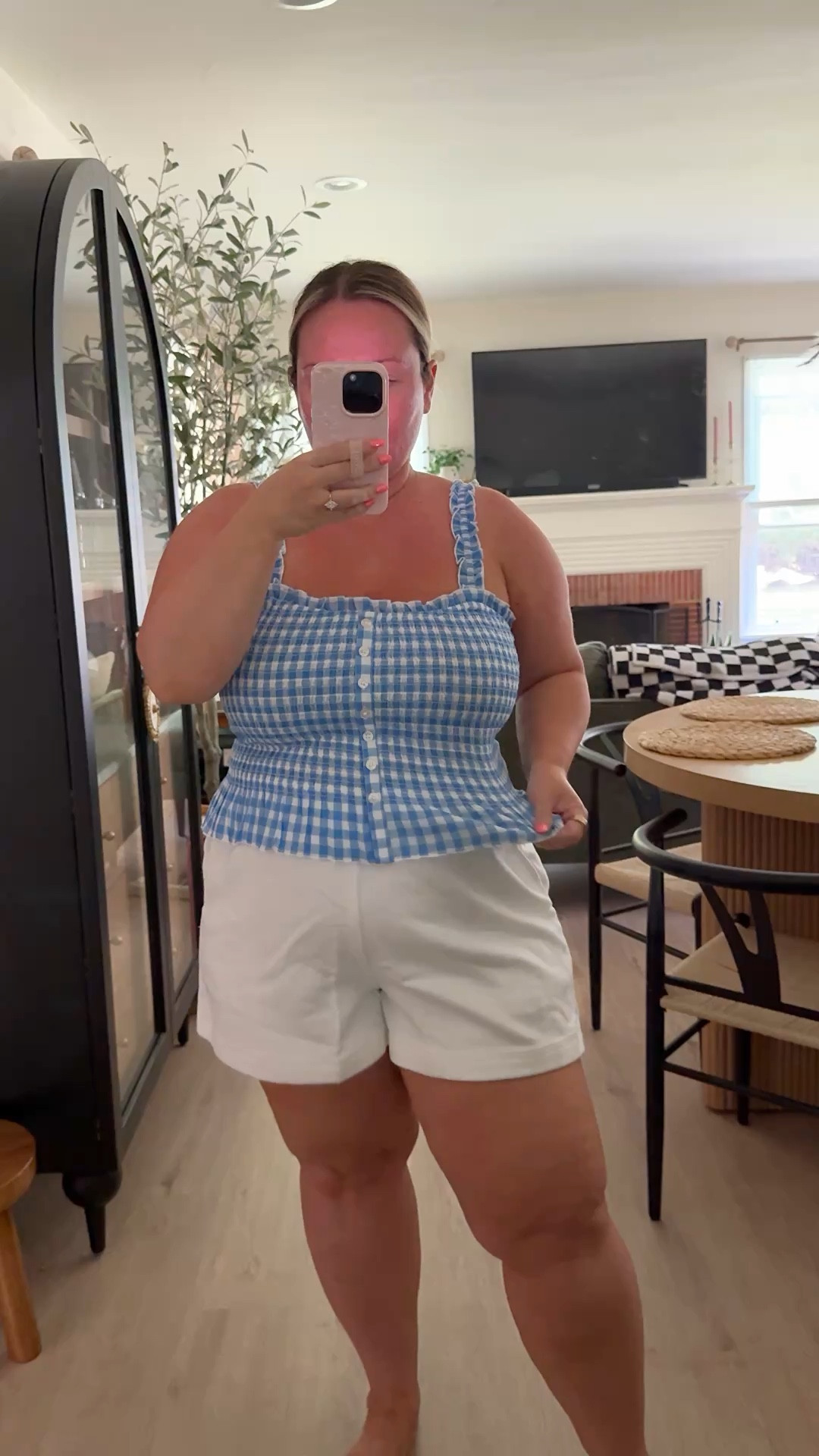 @American Eagle Outfitters top size LARGE has lots of stretch and buttons aren’t functional
@Aerie Lounge shorts size LARGE love their styles they are usually pretty thick thigh friendly and comfy!

Casual style, spring styles, spring outfit, shorts, midsize style, summer style, gingham, style trends, mom style 

#LTKPetite #LTKMidsize #LTKSeasonal