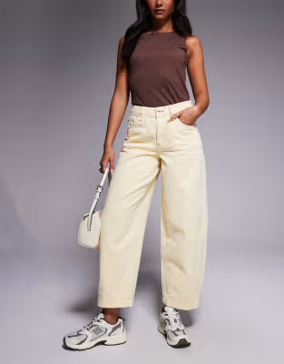 River Island high waisted barrel jeans in butter yellow | ASOS | ASOS (Global)