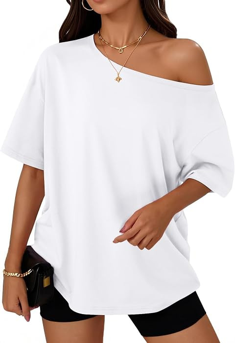 Trendy Queen Womens Off the Shoulder Tops Oversized Summer T-Shirts 2026 | Amazon (US)