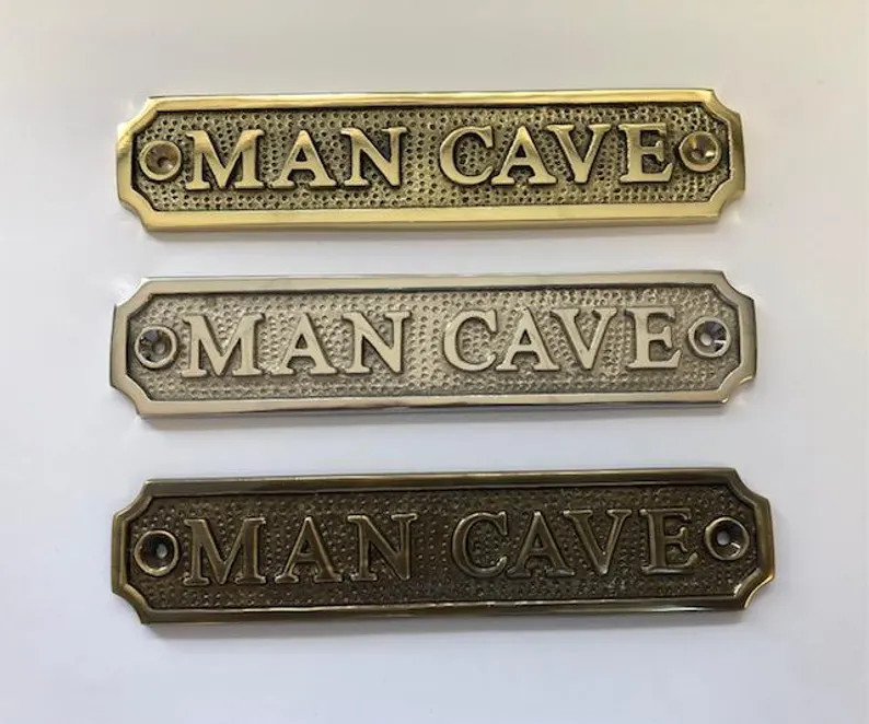 Man Cave Door Sign Available in Three Finishes - Nickel, Antique Bronze or Brass. Matching Screws... | Etsy (Global)