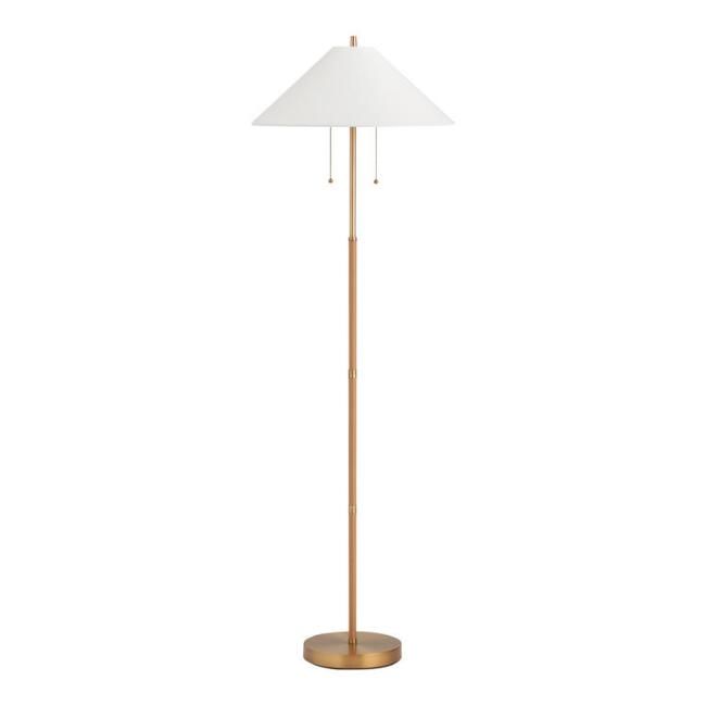 Brass and Faux Rattan Empire 2 Light Floor Lamp | World Market