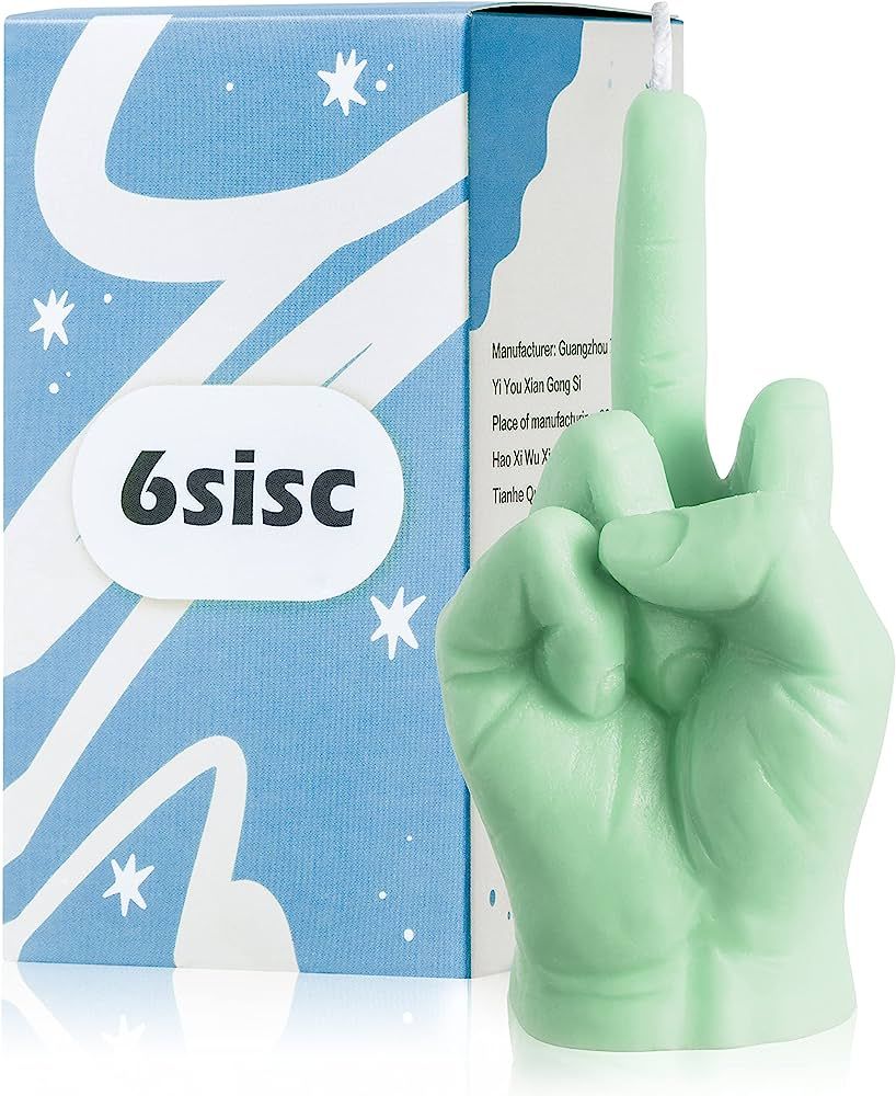 6sisc Middle Finger Candle Mint Green Danish Pastel Room Decor Aesthetic Pine Fragrance Natural S... | Amazon (US)