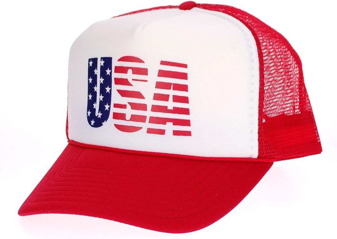 American Flag Patriotic USA Classic 5 Panel Mesh Snap Back Trucker Hat | Amazon (US)
