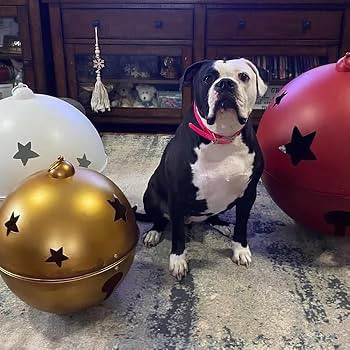 PikEtu 3 Giant Iron Christmas Balls, 23.62IN Huge Jingle Bell Fun Xmas Yard Decor, Large Jingle B... | Amazon (US)