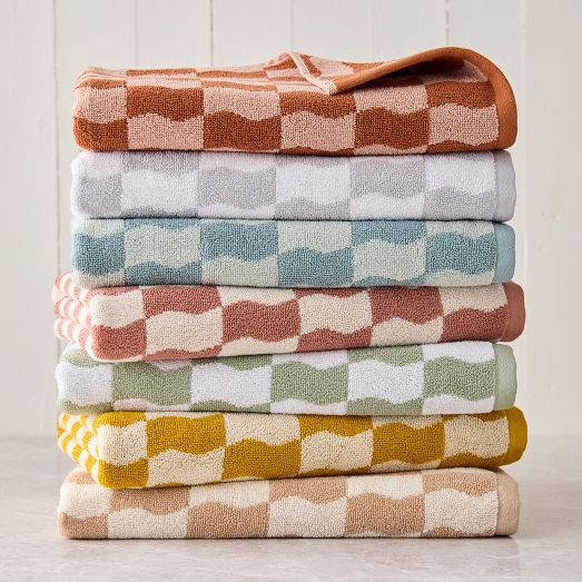 Wavy Blocks Towels | West Elm (US)