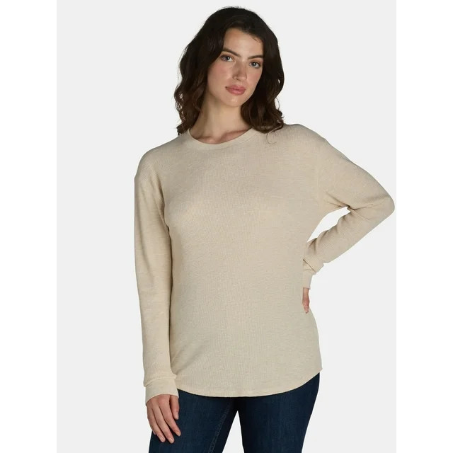 Time and Tru Women’s Essential Thermal T-Shirt with Long Sleeves, Sizes XS-XXXL - Walmart.com | Walmart (US)