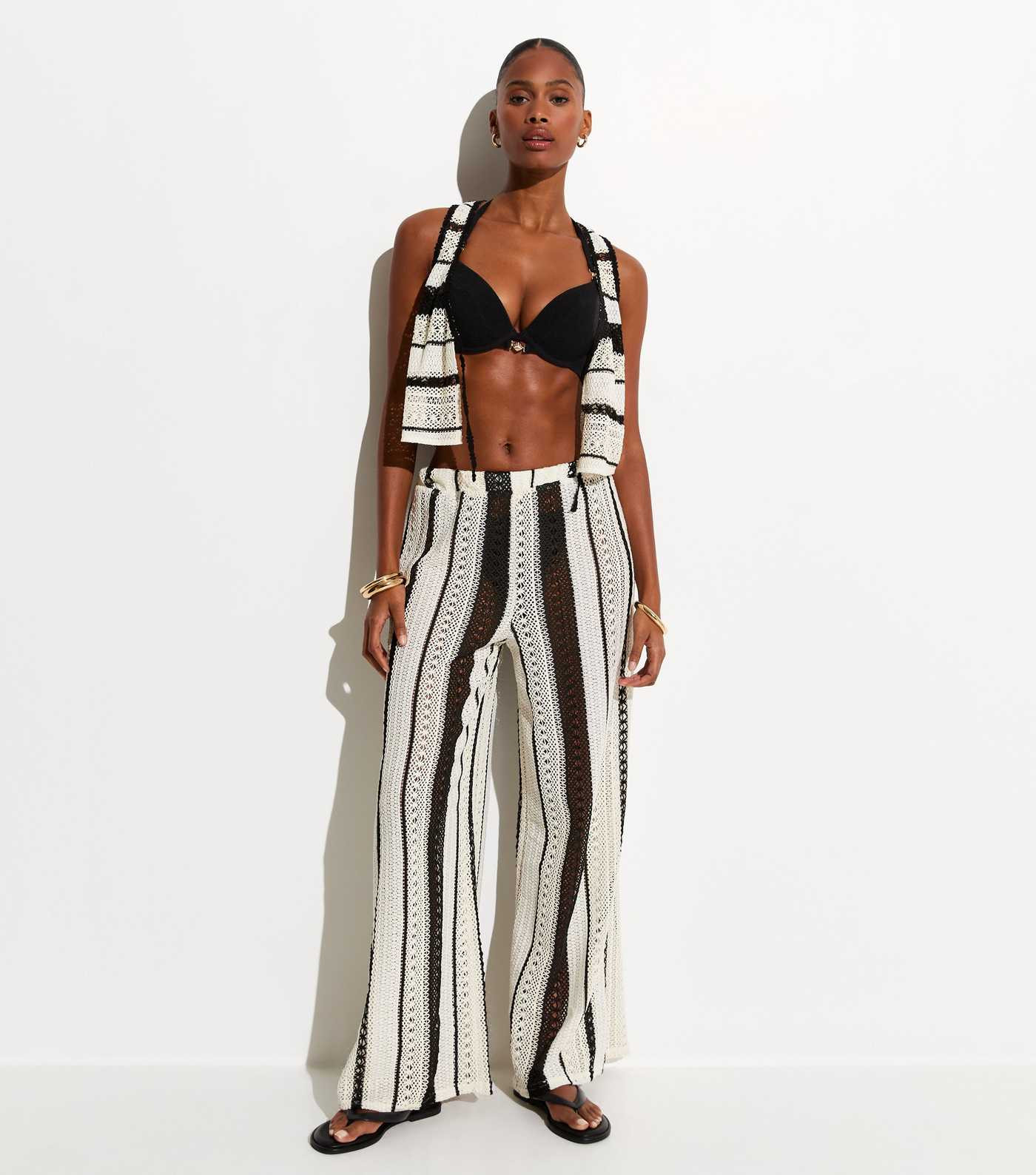 Cream Striped Crochet Beach Trousers | New Look | New Look (UK)