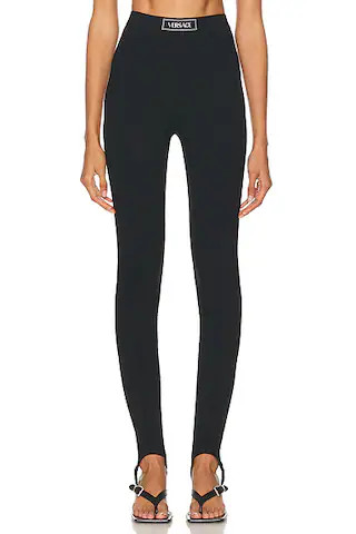 VERSACE High Waisted Legging in Black | FWRD | FWRD 