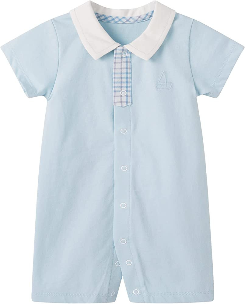 pureborn Baby Boys Girls Nautical Romper One-Piece Beach Outfit Summer Clothes 0-24 Months | Amazon (US)