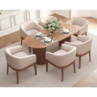 Guyou Modern Upholstered Dining Chairs Set of 6, Farmhouse Linen Kitchen & Dining Room Chairs wit... | Walmart (US)