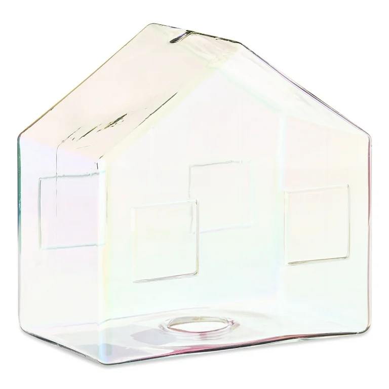 Small Iridescent Glass House Christmas Tabletop Decoration, Clear, 5&quot;, by Holiday Time | Walmart (US)