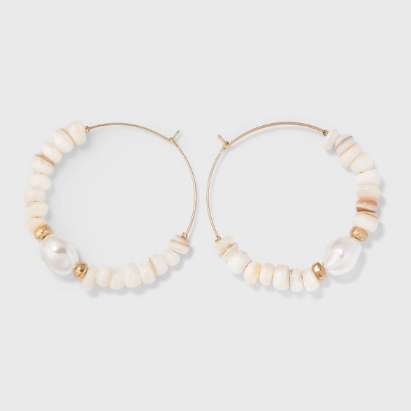 Pearl and Shell Bead Hoop Earrings - A New Day™ | Target