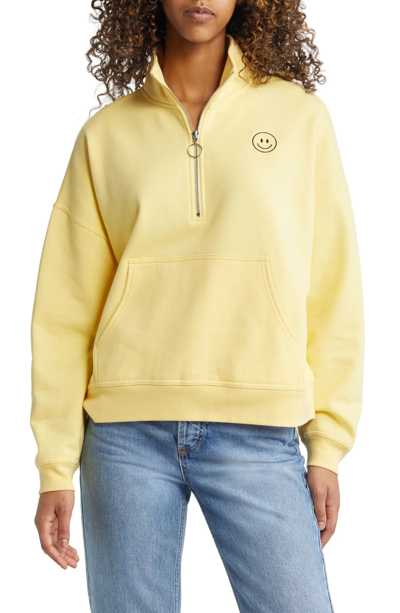 Vinyl Icons Smile Quarter Zip Cotton Blend Pullover | Nordstrom | Nordstrom