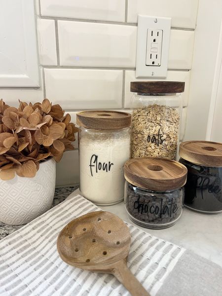 Shazo shop pantry labels, canisters, fall decor, baking, kitchen countertops, slotted spoon, hand towel 

#LTKstyletip #LTKhome #LTKSeasonal