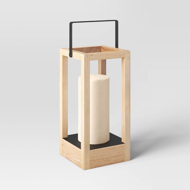 Wood/Iron Outdoor Lantern Candle Holder Brown - Threshold™ | Target