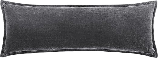 HiEnd Accents Stella Faux Silk Velvet Lumbar Pillow, 14x42 inch, Slate, Romantic Western Modern T... | Amazon (US)