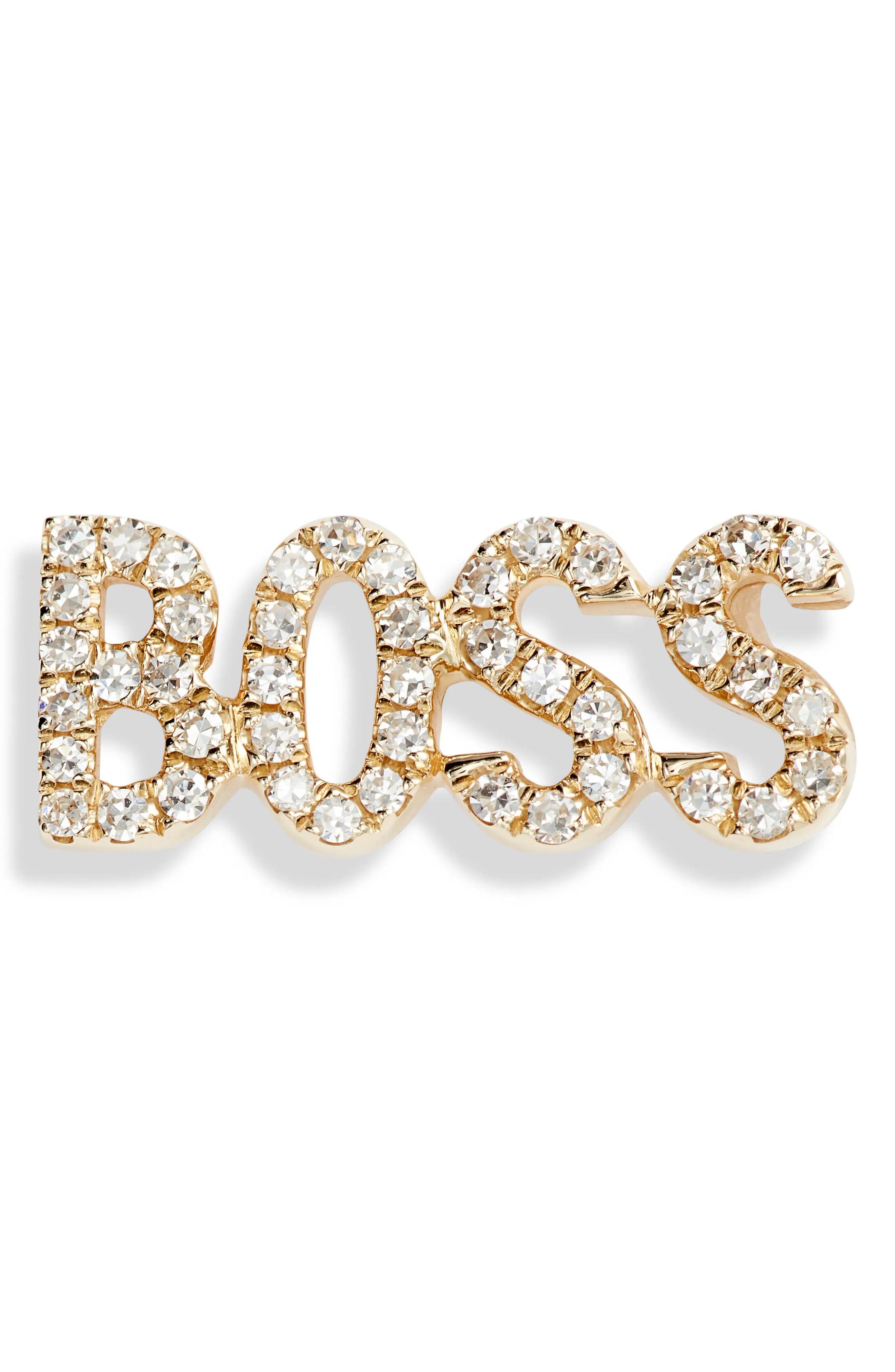 Women's Ef Collection Boss Diamond Stud Earring | Nordstrom