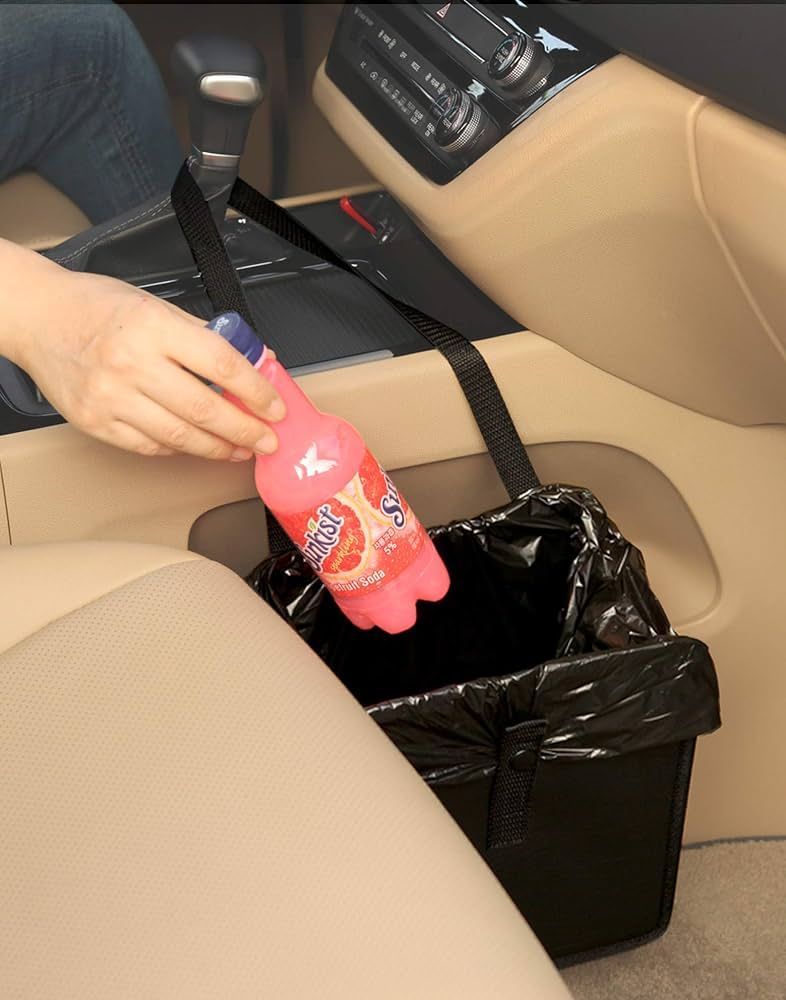 KMMOTORS Car Trash Can, Car Trash Bag Foldable Hanging, Car Trash bin, Cute car Gadgets, Car Garb... | Amazon (US)