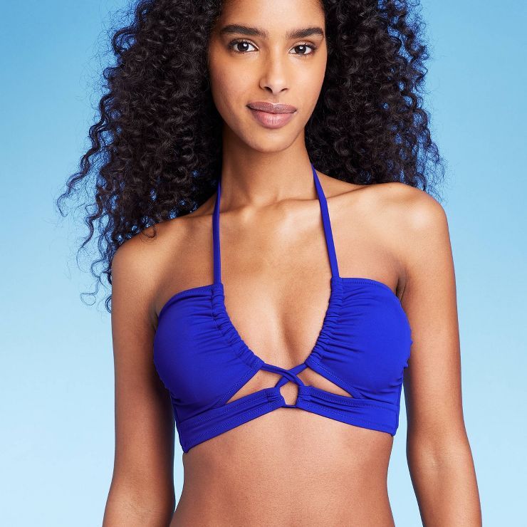 Women's Longline Tunneled Front Halter Bikini Top - Shade & Shore™ Blue | Target