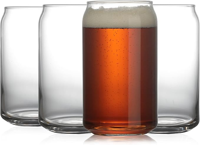 Modvera 16oz Can Shaped Glasses - Iced Coffee Glasses or Beer Can Glasses- 4 Pack | Amazon (US)