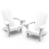 Keter 2 Pack Alpine Adirondack Resin Outdoor Furniture Patio Chairs with Cup Holder-Perfect for Beac | Amazon (US)