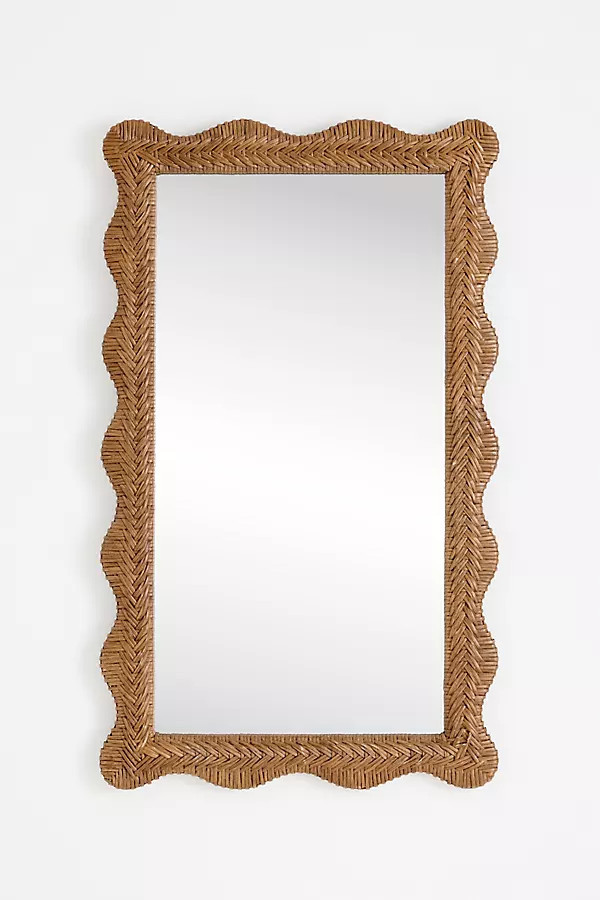 Wallie Wavy Woven Scallop Rattan Wall Mirror | Anthropologie (US)