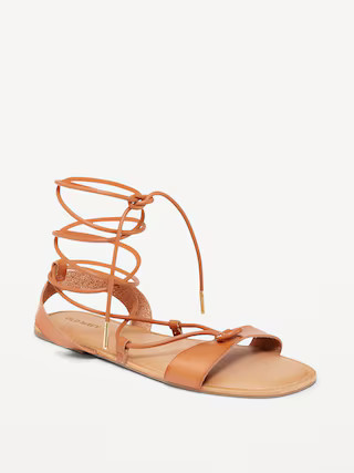 Faux-Leather Lace-Up Gladiator Sandals for Women | Old Navy (US)